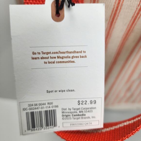 Hearth & Hand with Magnolia Engineered Striped Orange & Natural Market Tote NWT - Picture 5 of 6